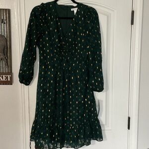 London Times Teal and Gold Patterned Dress